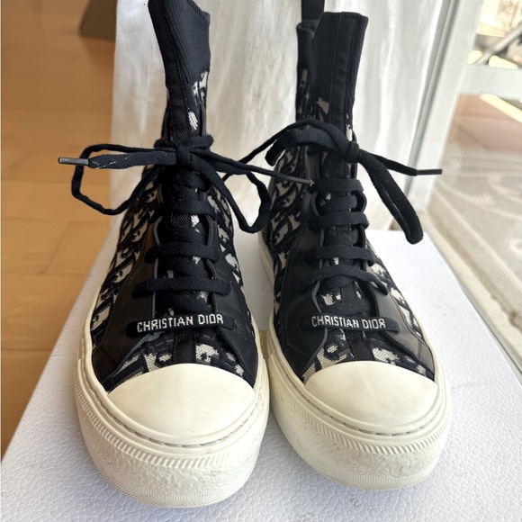 Authentic Dior Oblique High-Top Sneakers Size 40 US 9 Deep Blue - Picture 6 of 11